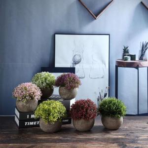 Plastic Nep Planten met Potten Decoratieve Kleurrijke Levensechte Bloem voor Thuis/Kantoor Decor Pak van 6