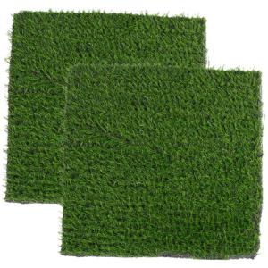 Pot voor honden, kunststrooisel, nestkastinzet, mat, grastapijt voor kippenhok, terras, gazondecoratie, puppyonderlegger, gras, draagbaar, plastic, 2 stuks
