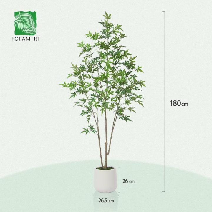 Kunstplant esdoorn 180 cm grote in witte bloempot, esdoornboom als echt voor thuis, kantoor, tuindecoratie (1 stuks)