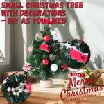 Kleine kerstboom en rode decoraties, tafelkerstboom, 66 takken van pvc en dennennaalden met wit uiteinde, voorversierde kunstkerstboom
