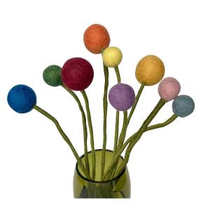 9 vilten bloemen - kleine bloemengroet - boeket - fair trade - handgemaakt (kleurrijk)