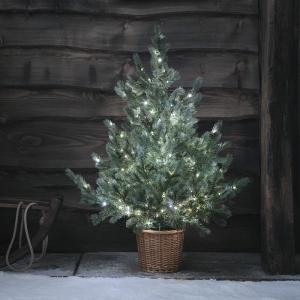 3-in-1 kunstkerstboom met timer, warmwit, werkt op batterijen, 90 cm, kerstdecoratie voor buiten, kerstverlichting, kunstkerstboom