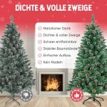 Kunstkerstboom, sneeuwserie, kunstkerstboom in winterlook met kunstsneeuw, 35 dennenappels en 720 takken, klapsysteem, geen naalden, van pvc, moeilijk ontvlambaar, diameter 125 cm 