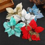 Glitzer Weihnachtsblumen Weihnachtsstern, Kunstblumen Weihnachten, Weihnachtsbaum Blumen Gold,DIY Simulation Blume Weihnachtssterne Blumen KüNstliche Spitzen Mit Clips (Gold,20 St