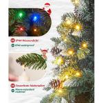 Kunstkerstboom met verlichting, kleurrijke led met houten standaard voor kerstdecoratie, 210 cm