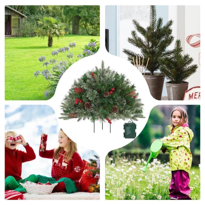 Weihnachtspflanzgefäßfüller, 40 cm künstlicher Weihnachtspflanzgefäßfüller mit Lichtern, künstlicher beleuchteter Weihnachtspflanzgefäßfüller, Weihnachtsfest-Weihnachtsd