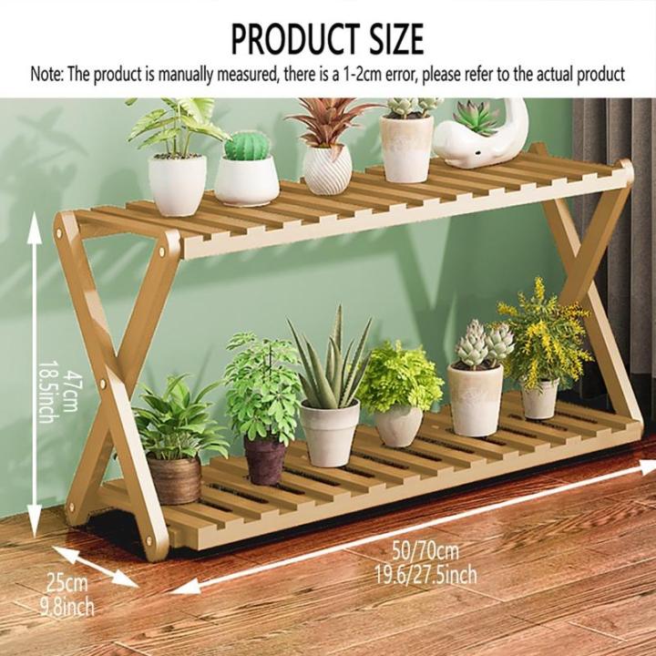 Blumenständer Mit 2 Ebenen, Blumentopfständer, Pflanzenleiter Für Draußen, Mehrstufiger Pflanzenständer Für Zuhause, Terrasse, Rasen, Garten, Balkon (A,47x25x50cm)