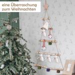 Houten ladder, dennenboom, wanddecoratie, hout, kerstboom, kerstdecoratie, wanddecoratie, hangdecoratie, om te decoreren, gebreide ladder, siersieraden om op te hangen, 40 x 70 cm 