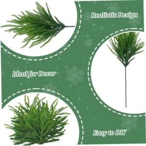 12 Stück Norfolk-Tanne-Stängel, realistische künstliche Tannenzweige, weicher Kleber, Norfolk-Tanne-Weihnachtszweige für Weihnachten (17,7 Zoll), künstliche Pflanzen