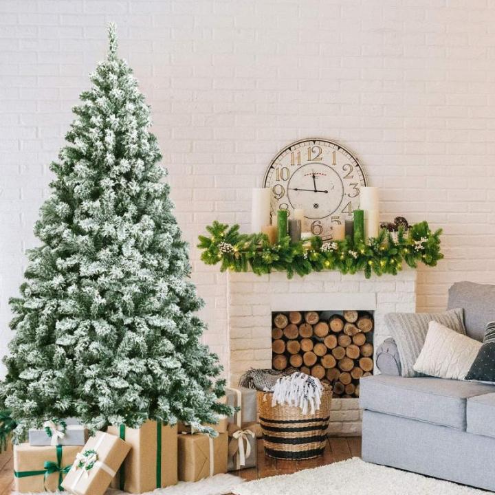 Kunstkerstboom met sneeuw, 135/180/225 cm, kerstboom met metalen standaard, kerstboom 400/928/1346 takken, pvc, kunstboom, kerstklapsysteem voor thuis, kantoor, winkels (180 cm)