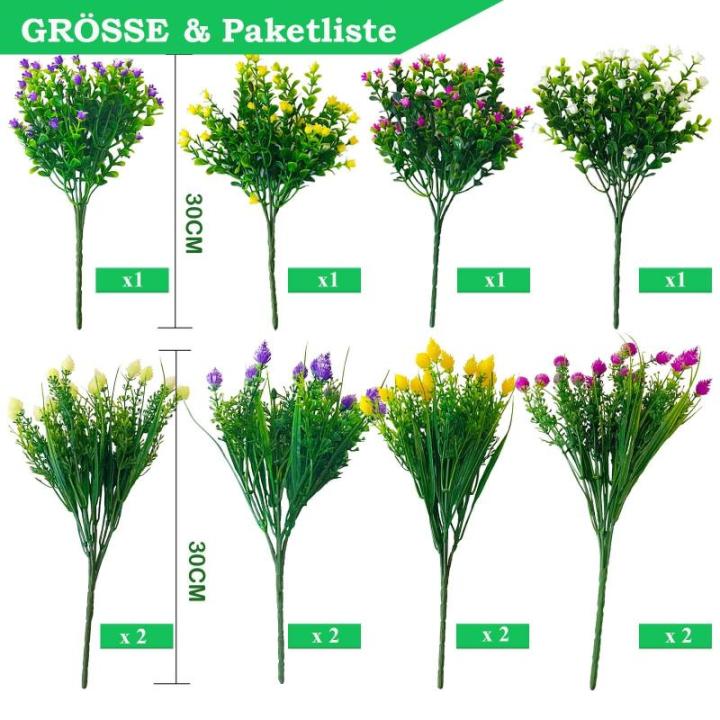 12 bundels voor buiten, uv-bestendige voor buiten, , balkonplanten, weerbestendig, duurzame plastic bloemen, net echt voor buiten, balkon, tuin