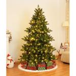 Kunstkerstboom met verlichting, kleurrijke led met houten standaard voor kerstdecoratie, 180 cm