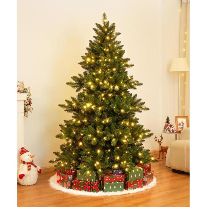 Kunstkerstboom met verlichting, kleurrijke led met houten standaard voor kerstdecoratie, 180 cm