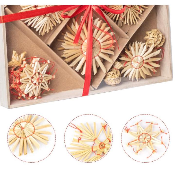 40 stuks strosterren hangers, grote strosterren, kerstboomversiering, stroornamenten, kerstboom, top, ster, vakantie, hanger voor Kerstmis, thuis, feestdecoratie