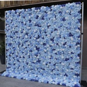 Blaue Und Weiße Blumenwandplatte, Künstliche Blumenwand, Wandblumen-Seidenrose, Blumenwandplatte, Verwendet Für Hochzeit, Gartenwand, Party, Kirchenwand, Bühnenhintergrund(1M*2