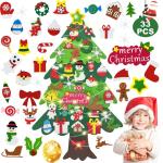 Vilten kerstboom, 10 m, doe-het-zelf vilten kerstboomset voor kinderen, kerstdecoratie, hangende decoratie met afneembare hangende ornamenten, vilten kerstboom voor thuis/deur/muur