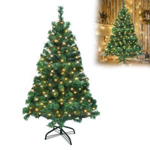 Kunstkerstboom van pvc, 150 cm, met verlichting, 180 lampen, led-kerstboom, kunstkerstboom met metalen standaard, voor kerstdecoratie