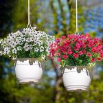 Kunstbloemen, 8 bundels voor buiten, uv-bestendig, kunstbloemen, vervaagt niet, groene kunstplant, tuin, veranda, raam, box, kantoor, struiken, decoratie, roze