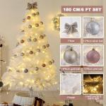 Künstlicher Weihnachtsbaum Weißer Weihnachtsbaum Fichte Tannenbaum Künstlich mit Stabilem Metallständer, Christmas Tree für Festliche Weihnachtsdekoration(180CM/6FT)
