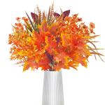 8 bundels kunstherfstbloemen herfstdecoratie herfstboeket kunstmatige eucalyptus, herfsttakken esdoornbladeren kunstbloem decoratie, herfstdecoratie voor binnen en buiten tafel bal