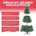 Kunstkerstboom, sneeuwserie, kunstkerstboom in winterlook met kunstsneeuw, 35 dennenappels en 720 takken, klapsysteem, geen naalden, van pvc, moeilijk ontvlambaar, diameter 125 cm 