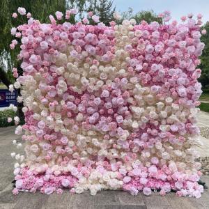 Künstliche Blumen-Wandpaneele, Rosa-weiße Blumen-Wandmatte, 3D-Stoffboden, Simulationsblume, Seidenrosen-Blumenpaneele Für Hintergrund-Hochzeits-Wanddekoration(9.8ftx9.8ft)