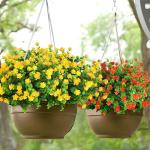 Kunstbloemen voor buiten, uv-bestendig, , bloemen in grote hoeveelheden voor het ophangen van plantenbakken, buiten, veranda, vaas, thuis, raamdecoratie, 6 bundels, geel
