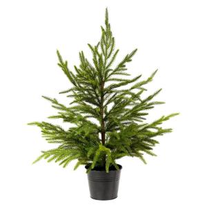 Künstlicher Norfolk-Kiefer für den Tisch, 61 cm, künstlicher Weihnachtsbaum, getopft, grün, für Veranda, Weihnachten, Innen- und Außenbereich, Ornament-Dekorationen im Liefer