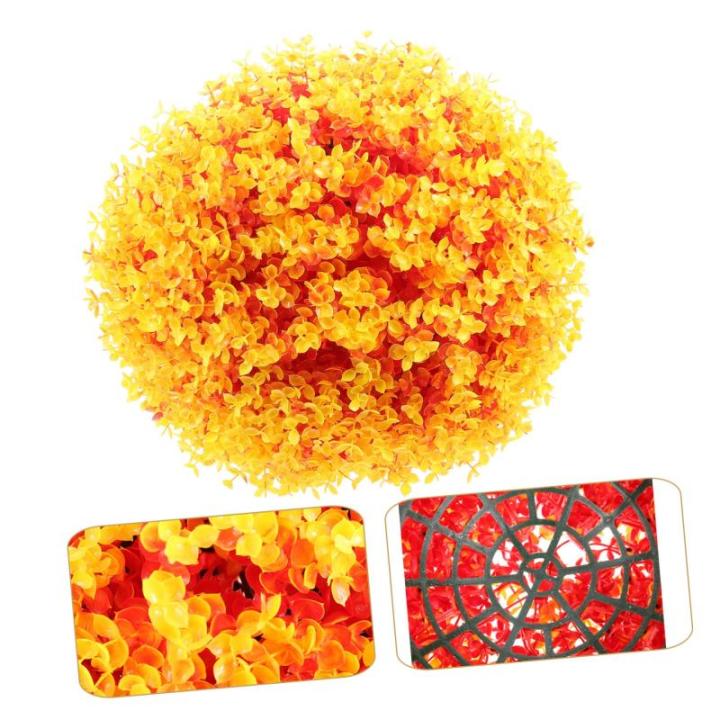 2 stuks eucalyptus grasbal groen klein gras vormsnijballen voor decoratie buiten gras buiten faux-mum bal plafond grasbal oranje plastic