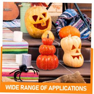 2st Schaumkürbis Realistisches Kürbismodell Schaumstoff-kürbis-Ornament Halloween-kürbis-Ornamente Glitzernder Künstlicher Kürbis Kürbisse Knacken Gestapelten Turm Orange
