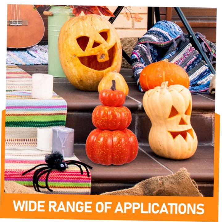 2st Schaumkürbis Realistisches Kürbismodell Schaumstoff-kürbis-Ornament Halloween-kürbis-Ornamente Glitzernder Künstlicher Kürbis Kürbisse Knacken Gestapelten Turm Orange