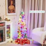 120 cm potlood, kerstboom met sneeuw, leds in warm wit en kleurrijk, 11 lichtmodi, timer, kunstkerstboom met verlichting en metalen standaard, kerstboom voor Kerstmis, wit
