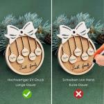 Gepersonaliseerde kersthangers met 7 namen - 2023 houten kerstboomversiering gepersonaliseerde familie, partner huisdier en vrienden