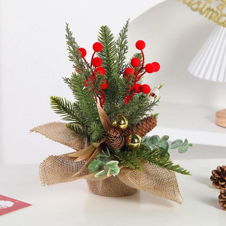 Mini-Weihnachtsbaum, 30,5 cm, künstlicher kleiner Weihnachtsbaum mit Jute-Basis, Tisch-Weihnachtsbaum, Kiefernbaum, für Innenbereich, Heimdekoration, Urlaubsdekoration (D)