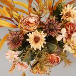 16,6 Zoll Künstlicher Blumentopf, Seidenblumen, Künstliche Blumen mit Metalltopf, Künstliche Rosensträuße mit Vase für Heimbüro-Desktop-Dekoration (Orange) (A)