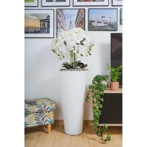Kunstorchideeën vlinder in decoratie hoge pot kunstplant zeer groot XXL 140 cm als echt (witte knoppen)