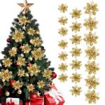 21 stuks kerstbloemen kerstboomversiering bloem kunstbloem glitter kerstboomversiering gouden Kerstmis