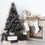 60 mm/2,36 inch onbreekbare doorzichtige plastic kerstbal ornamenten set met glitterschilderij, transparant, doorkijkend, kristallen ballen, kerstboomdecoraties (30 tellingen, zwar