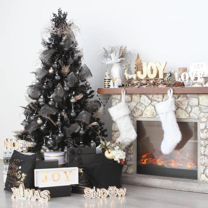 60 mm/2,36 inch onbreekbare doorzichtige plastic kerstbal ornamenten set met glitterschilderij, transparant, doorkijkend, kristallen ballen, kerstboomdecoraties (30 tellingen, zwar
