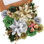 Kunstkerstbloemen, mix van zijden bloemen, kunstrozen met stelen voor zelfgemaakte bruiloft, bruidsboeketten, tafeldecoratie, woondecoratie.
