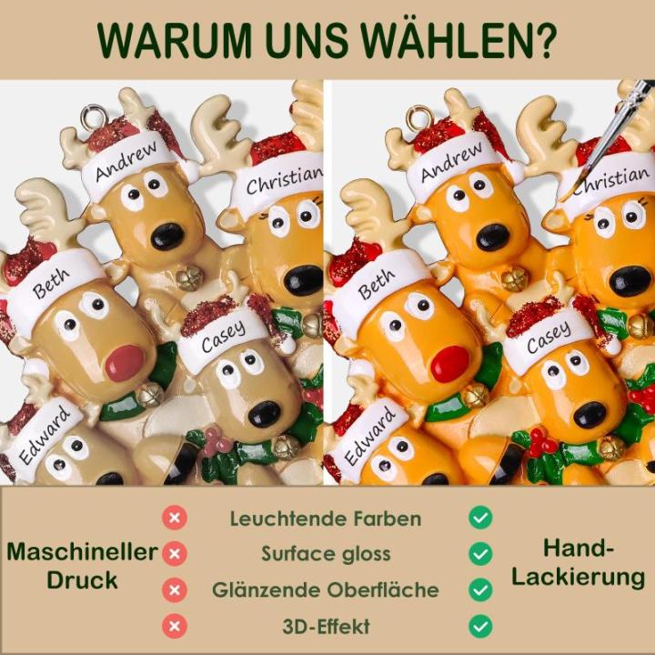 Gepersonaliseerde kersthangers met 2/3/4/5/6/7/8 familienamen - 2023 kunsthars kerstboomversiering gepersonaliseerde familie, partners en vrienden 4