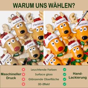 Gepersonaliseerde kersthangers met 2/3/4/5/6/7/8 familienamen - 2023 kunsthars kerstboomversiering gepersonaliseerde familie, partners en vrienden 7