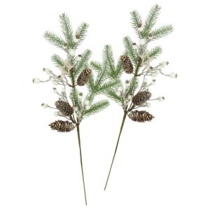 Kunstdennentak met bessendennenappels, ster, set van 2, 64 cm, decoratieve tak, grote tak, bloemen, kunsttakken voor adventskransen, slingers, vloervaas, kerstdecoratie, kunstbloem