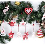 36 stuks houten kerstboomversiering, rood wit, kerst, kerstversiering, kerstversiering, kerstboomversiering, voor kerstkalender, decoratie, decoratie