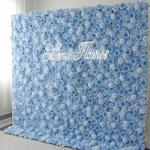 Blaue Rosen-Blumen-Wand-Rosen-Panel-Set, Künstliche Wand-Blumen-Hintergrund, 3D-Seiden-Hortensien-Rosen-Blumen-Panel Für Foto-Hintergrund(6.56ftx9.8ft)