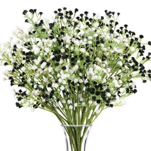 Gypsophila-, 10 stuks Gypsophila-planten, voor bruiloft, bruidsboeket, thuis, knutselen en decoratie (zwart en wit)