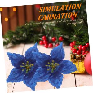 7st Künstliche Blumen Weihnachtskugeln Weihnachtsschmuck Aus Silbernem Weihnachtsstern Künstliche Weihnachtsblumenverzierung Weihnachtspicks Und Sprays Mini Mittelstücke Tür Sp