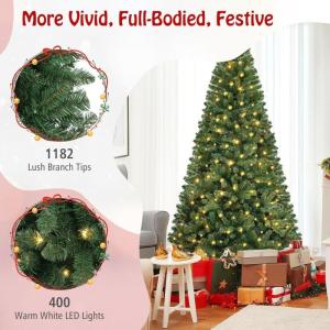 Künstliche Weihnachtskiefer, Schneebedeckter Weihnachtsbaum Mit Metallständer, Künstlicher Weihnachtsbaum for Zuhause, Büro, Außen- Und Innendekoration, Einfache Montage, 2,4 