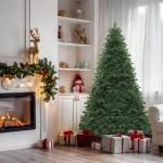 Kunstkerstboom, 182 cm, ca. 880 takken, natuurgetrouw, dichte takken, dennenboom met klapsysteemframe en metalen standaard, snelle montage voor thuis, kantoor, winkels, 182 x Ø 11