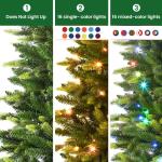Kunstkerstboom van 210 cm met RGB-ledverlichting, afstandsbediening en realistische dennenlook, perfecte kerstdecoratie voor binnenruimtes, ideaal voor een feestelijke stemming